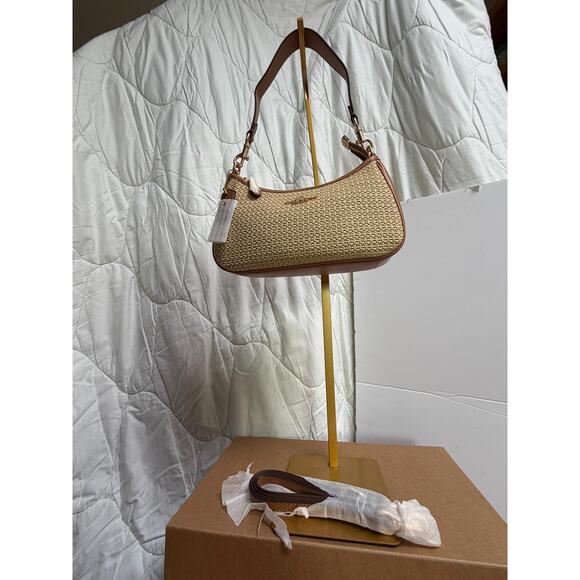 NWOT Coach Straw Woven Shoulder Bag Tan Leather Trim Gold Hardware – Style C2550 - Picture 4 of 13